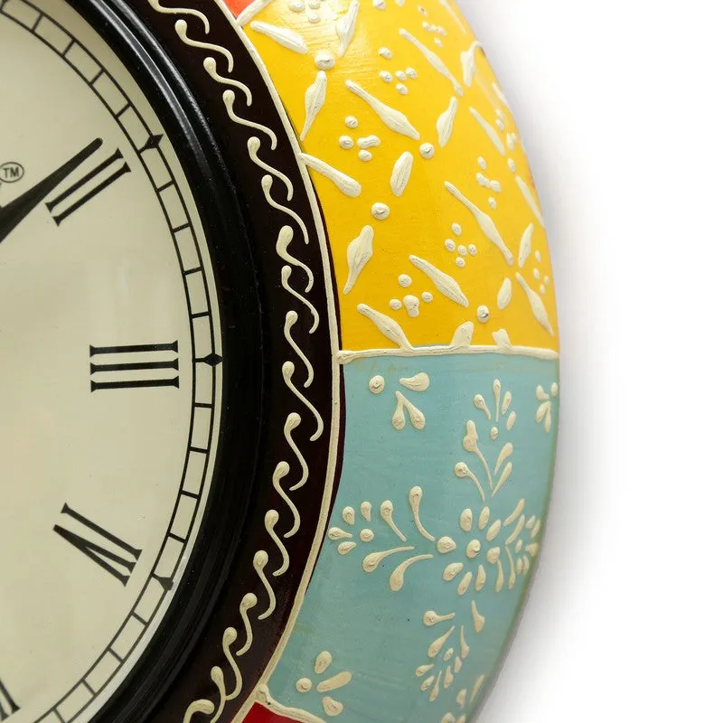 Handcrafted Painted Round Design Wood Wall Clock media 5