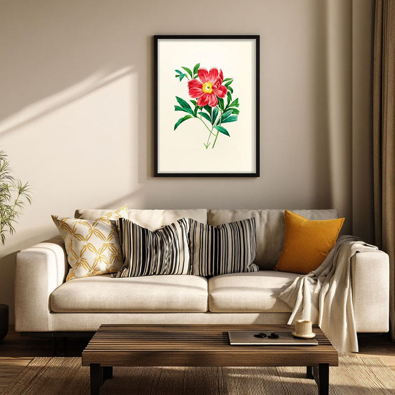 Fiery Bloom Archival Paper Wall Art With Frame