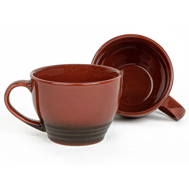 Gradient Brew Ceramic Coffee Mug (Deep Red/500 mL Each) - Set Of Two media 6