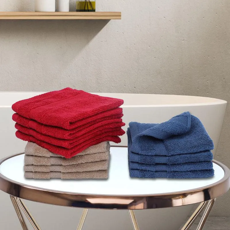 Serene Miorah Face Towel (Red,Blue,Beige) - Set Of Twelve media 1