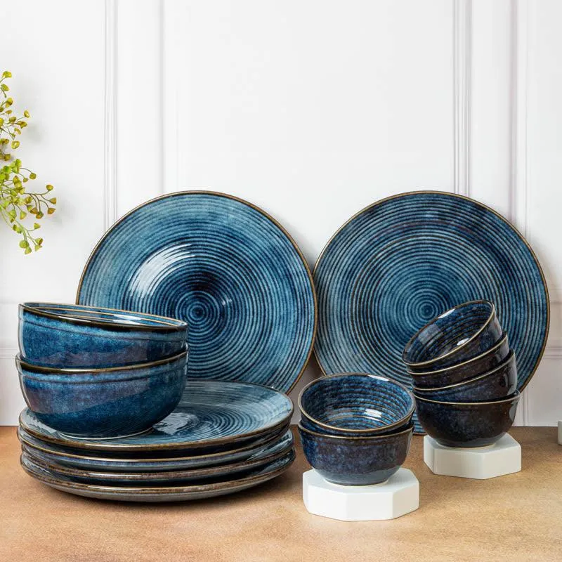 Meghneel Handmade Dinner Set (Blue/1 L/ 180 mL) - 14 Piece Set media 1