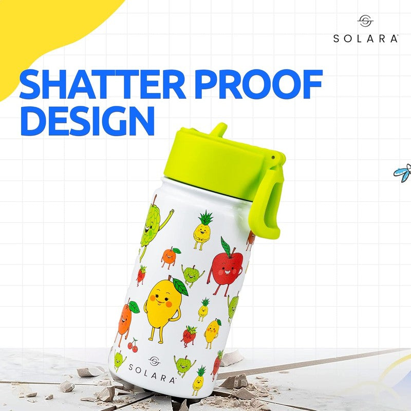 Solara Insulated Stainless Steel Bottle (Green & White)- 450 mL media 8