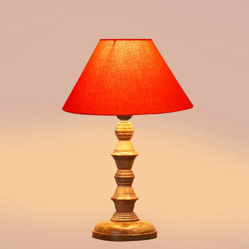 Cotin II Timber Wooden Table Lamp - Orange,Brown media 4