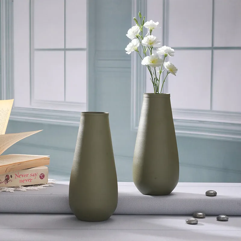 Areitha Metal Vase (Olive) - Set Of Two media 1