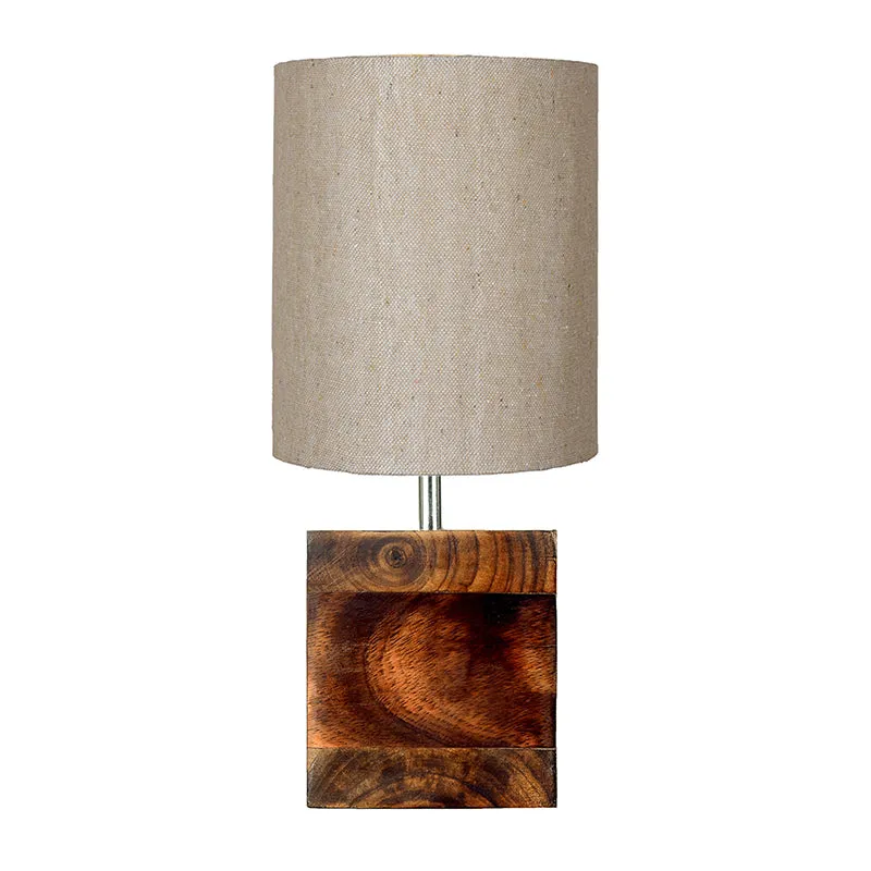 Oleda Block Wooden Table Lamp - Beige,Brown media 3
