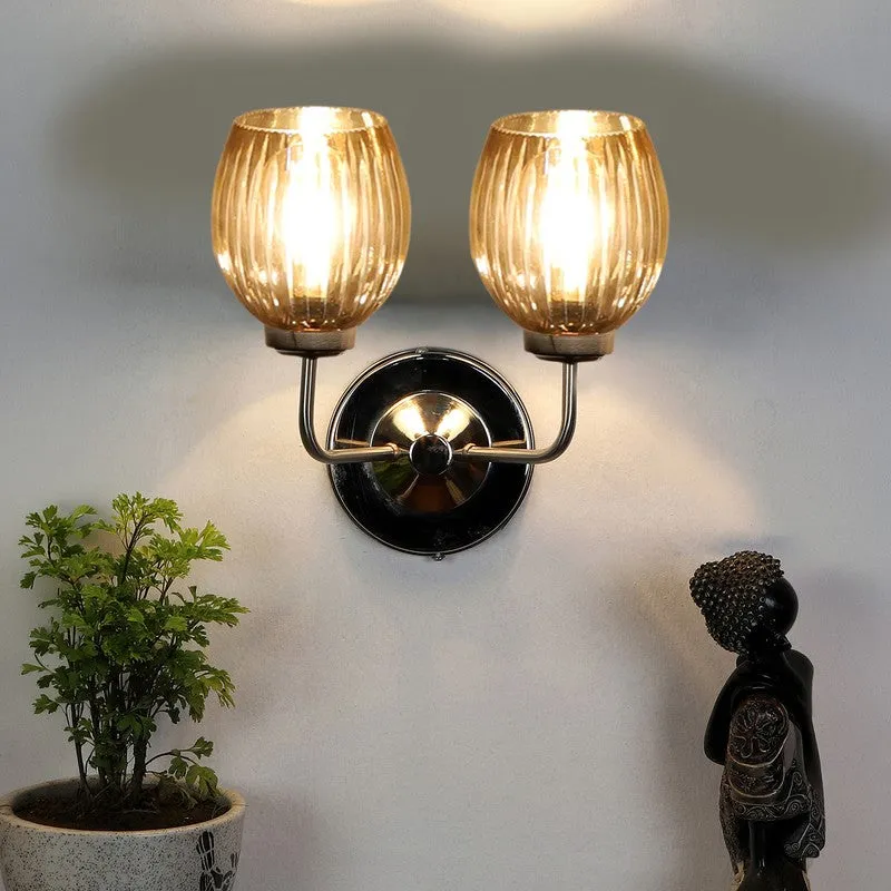 Vintage Glow Twin Shade Glass Wall Lamp media 4