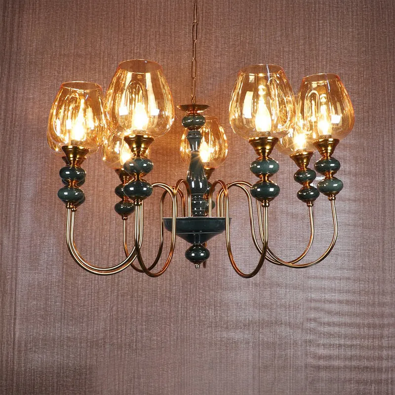 Creslen Glass Cluster Chandelier - Gold & Blue media 1