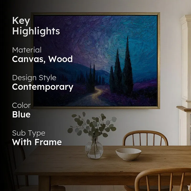 Nocturne Trail Canvas Wall Painting With Frame media 2