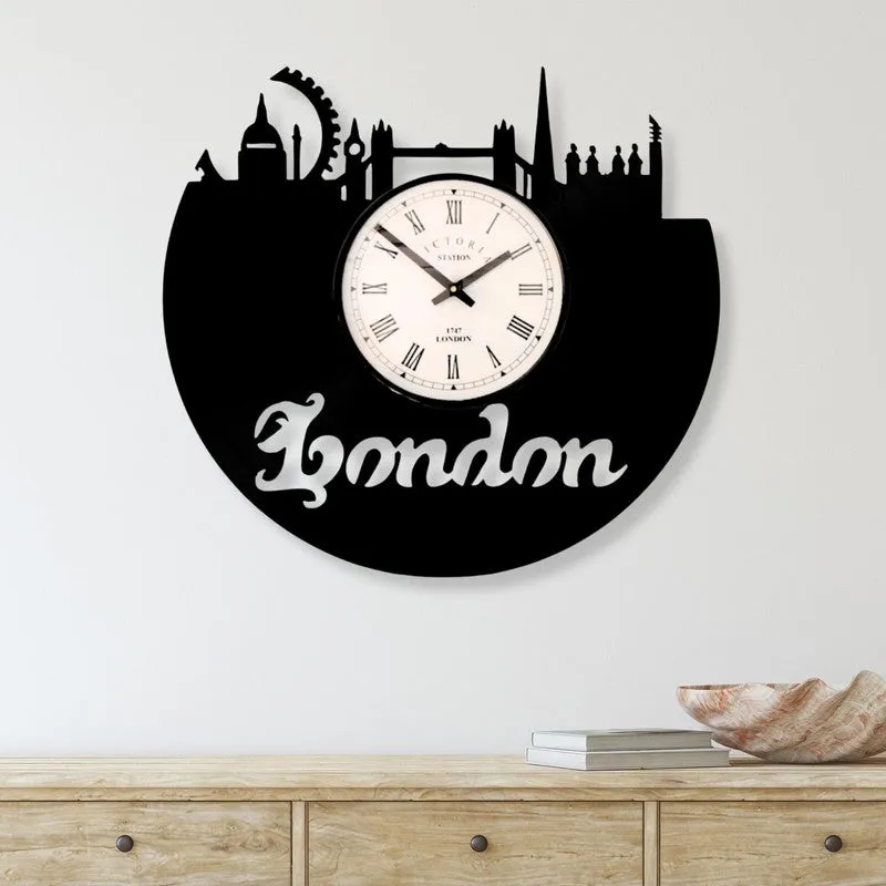 London City Steel Analog Wall Clock - Black media 1