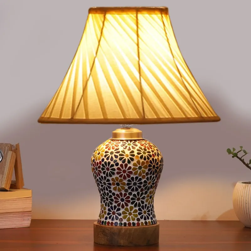 Aurelia I Pleated Wooden Table Lamp - Multicolor media 3