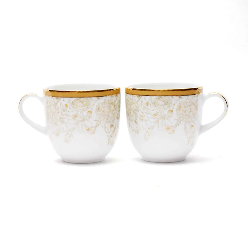 Gilded Iris Pete 24k Gold Brushed Porcelain Coffee Mug (300 mL Each/Gold) - Set Of Six media 4