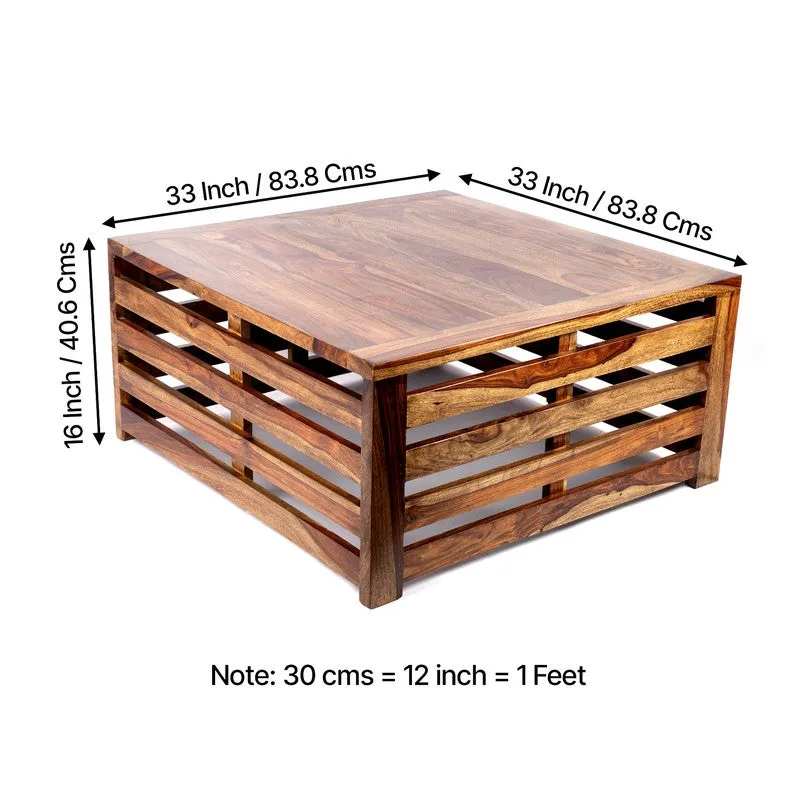 Qervon Sheesham Wooden Center Table - Brown,Beige media 10