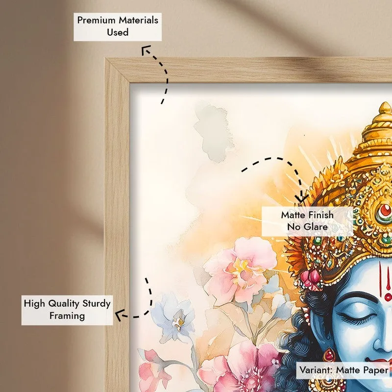 Srirama Jayam Spiritual Archival Paper Wall Painting - Natural Brown Frame media 6