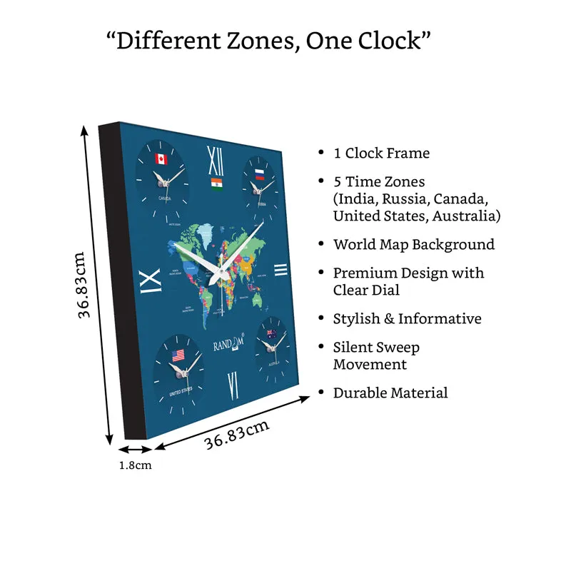 World Time Zone Wall Clock - Dark Blue media 7
