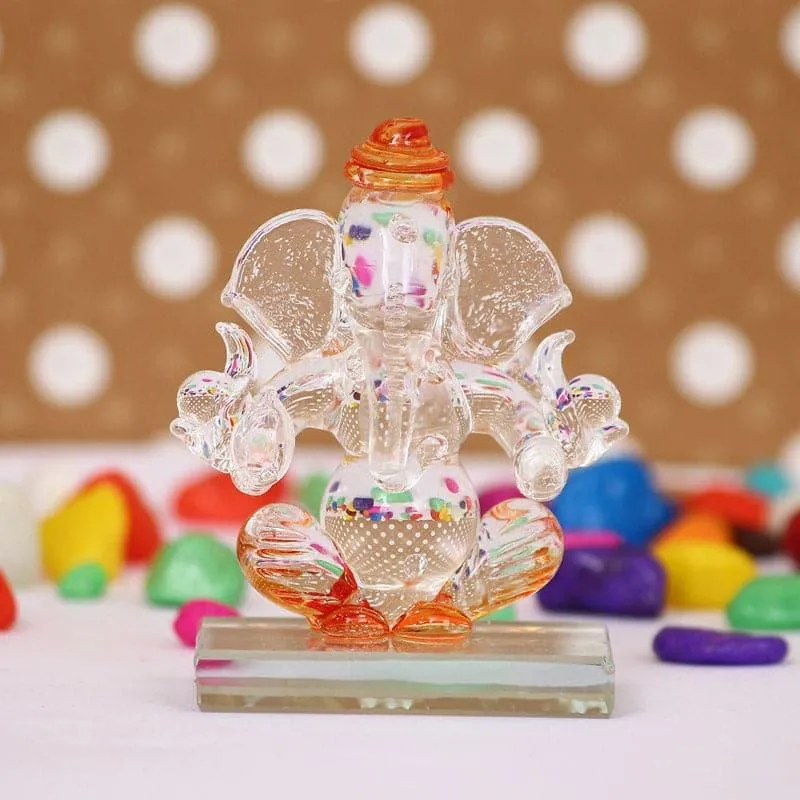 Crystal Ganesha Showpiece - Orange media 1