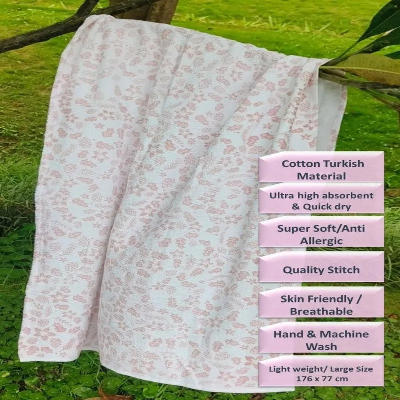 Skyloom Floral Cotton Bath Towels - White media 6