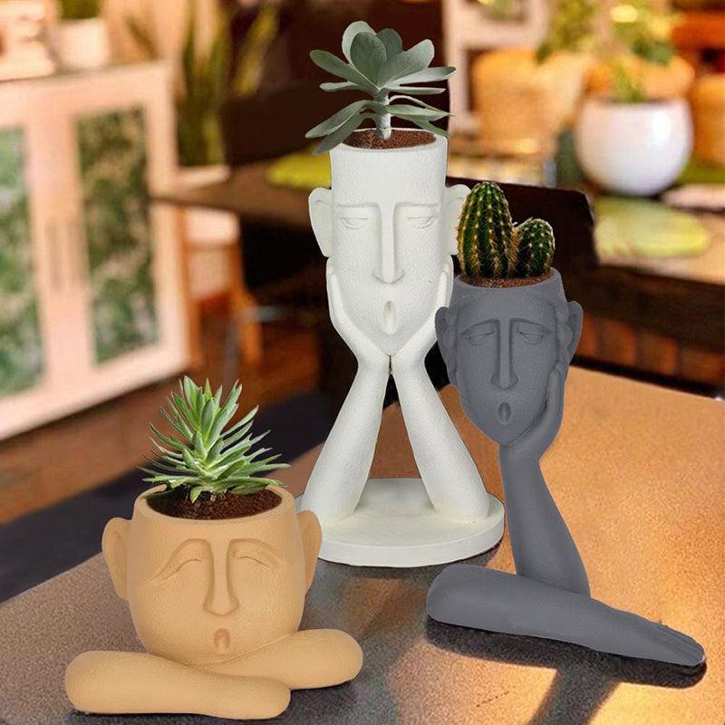Awe & Grow Painted Resin Planter - Set Of Three media 4