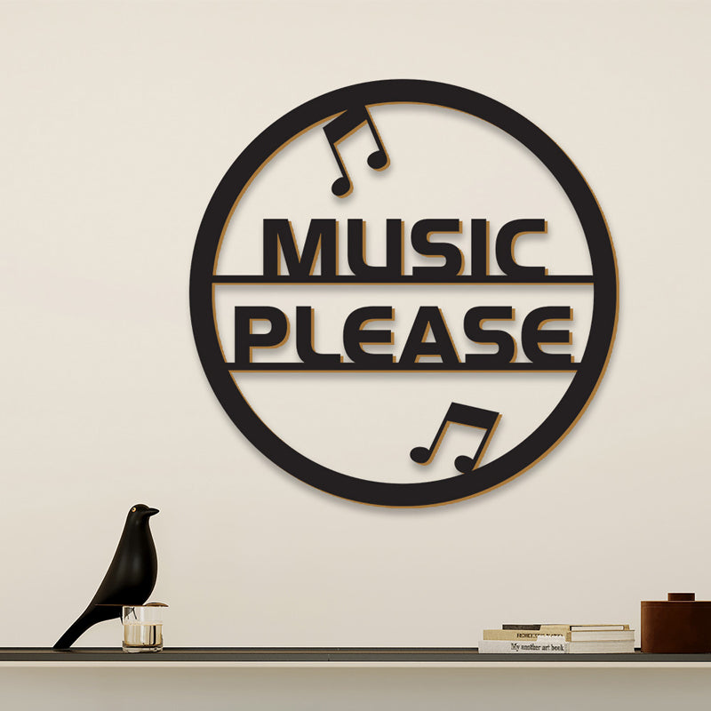 Music Please Black MDF Wall Accent media 5