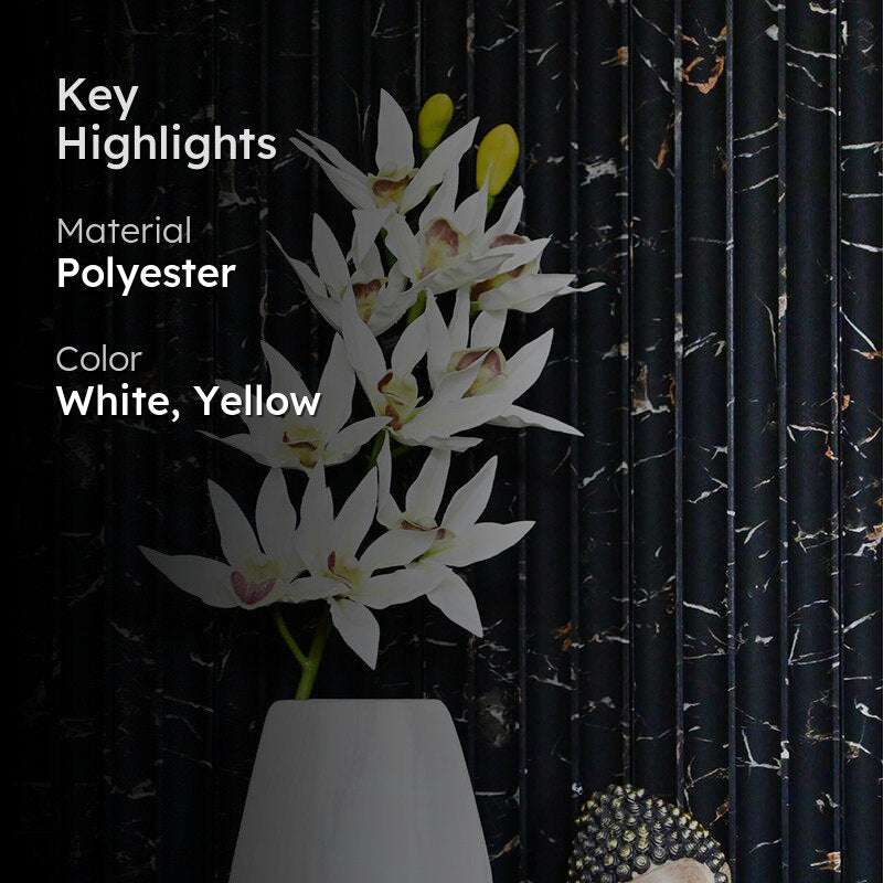 Artificial Polyester Orchid Flower Stick - White media 2