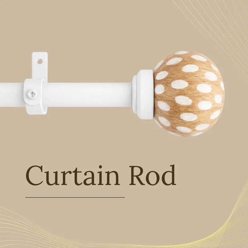 Birch Beam Extendable 1" Single Curtain Rods With Round Finial & Brackets media 3