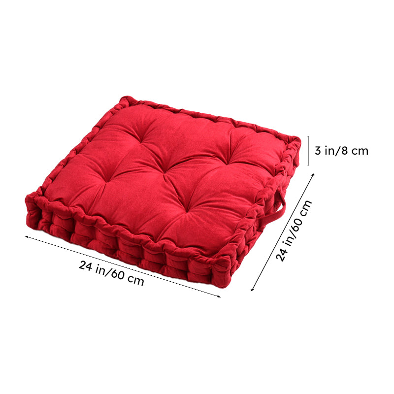 Thera Velvet Floor Cushion - Maroon media 8