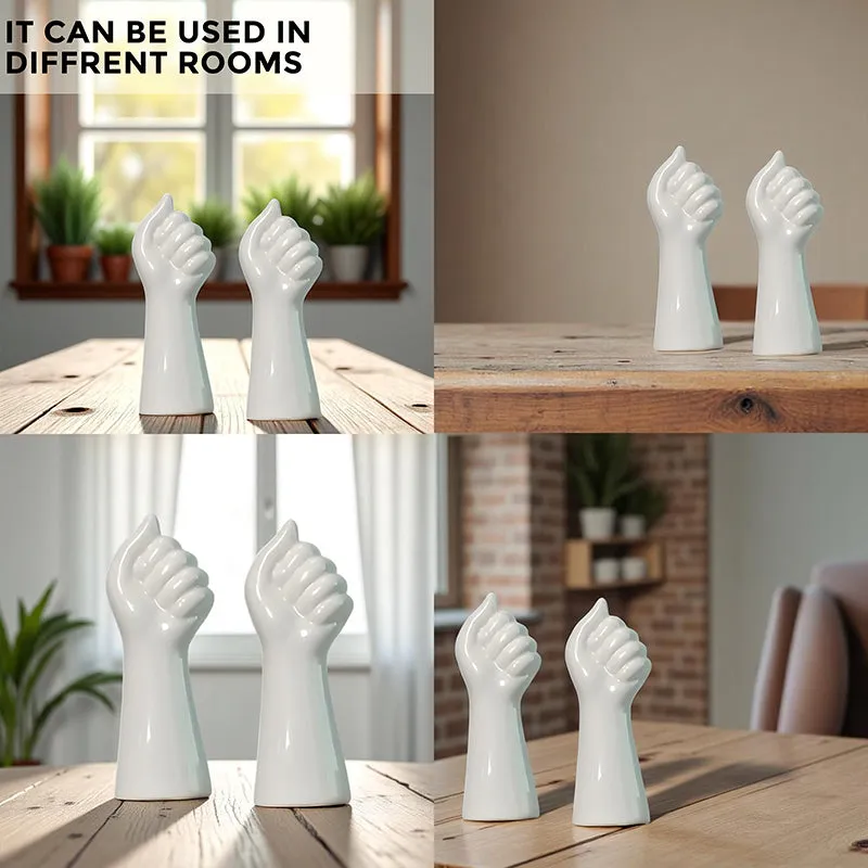 Hand Bouquet Vase (White) - Set Of Two media 6