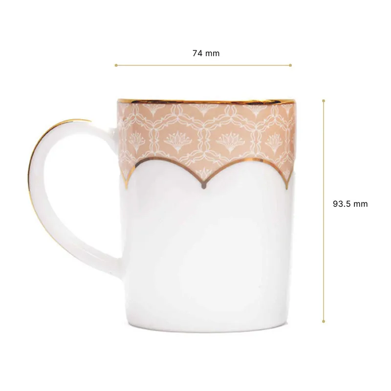 Gilded Legacy Slim 24k Gold Brushed Porcelain Coffee Mug (280 mL Each/Peach) - Set Of Six media 8