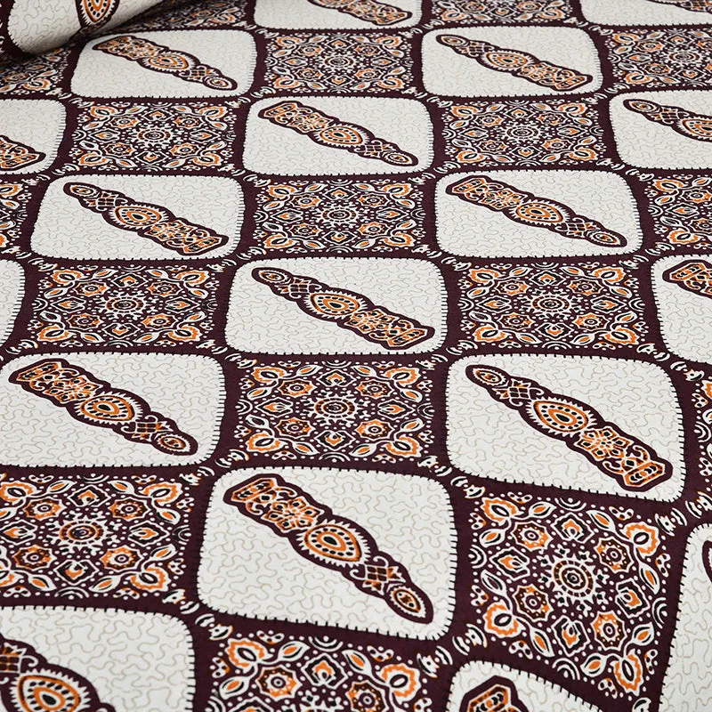 Apeksha Ethnic Cotton Bedsheet (Brown) - 160 TC media 5