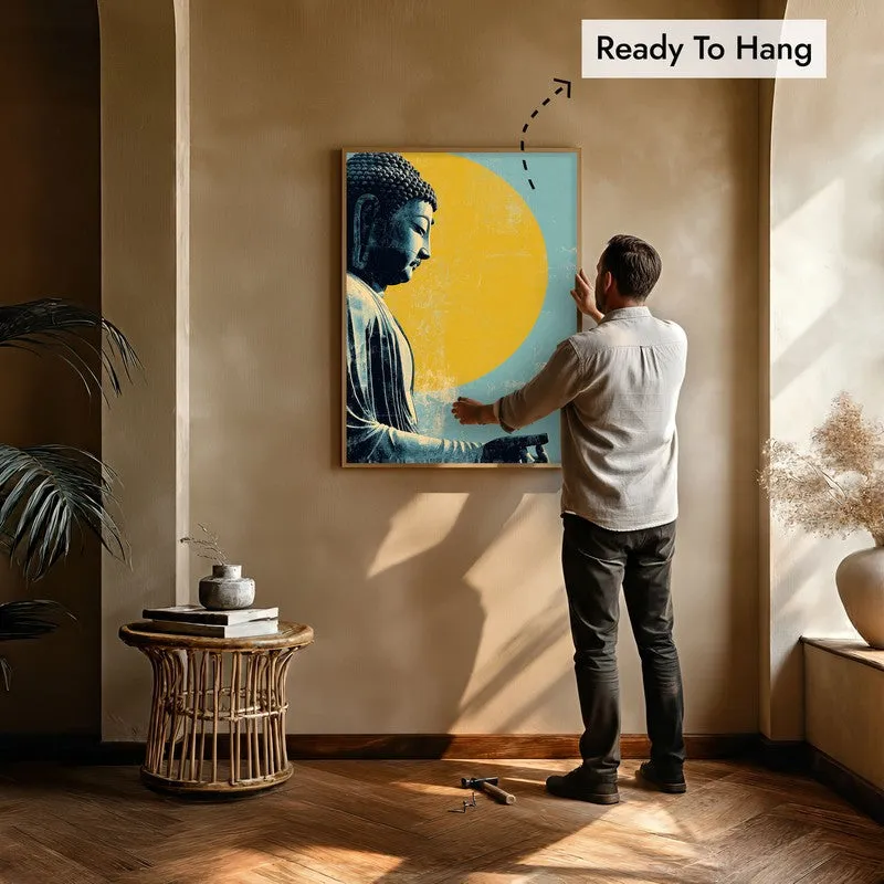 Buddha In Golden Aura II Archival Paper Wall Painting With Brown Frame media 6