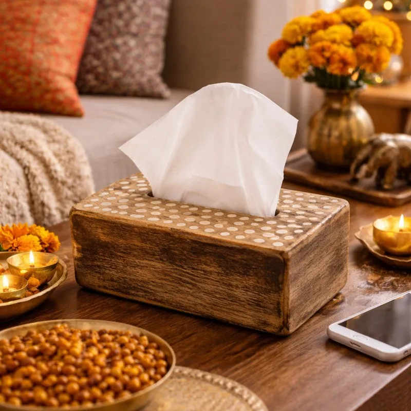 Rustic Wooden Tissue Holder media 3