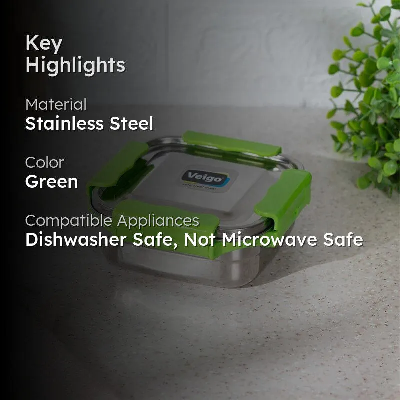 Hotserve Stainless Steel Lunch Box (Green) - 400 mL media 2