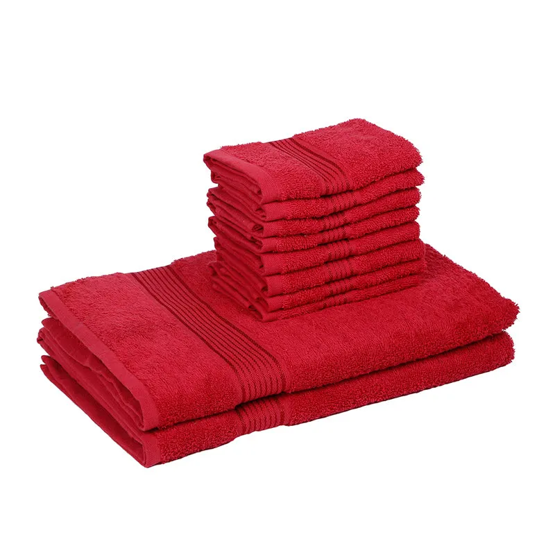 Comfora Bath & Face Towel Set (Red) - Ten Piece Set media 4