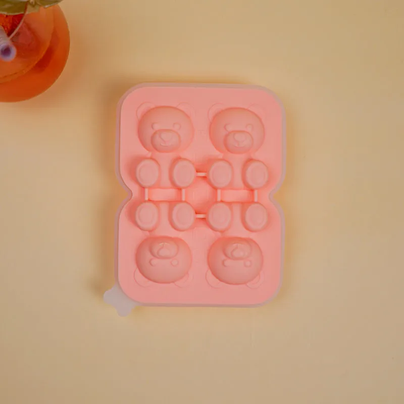 Teddy Silicone 4-Cube Ice Mould - Peach media 4