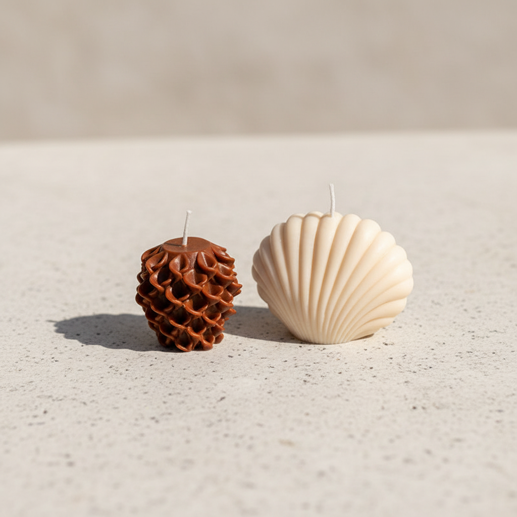 Glory Seashell Cinnamon Scented Candle - Set Of Two