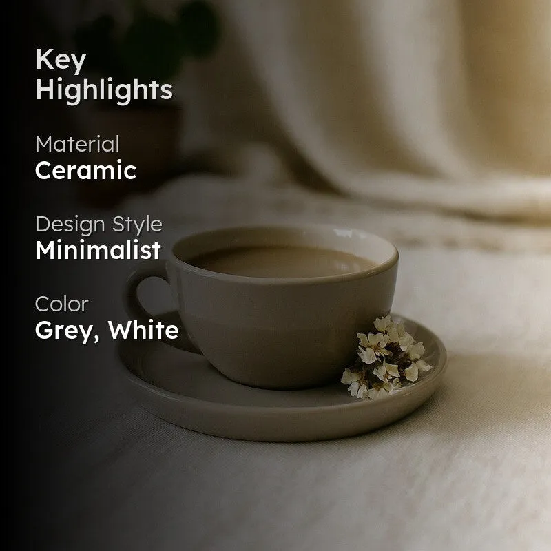 Cedar Ceramic Cup & Saucer (300 mL) - Grey media 2