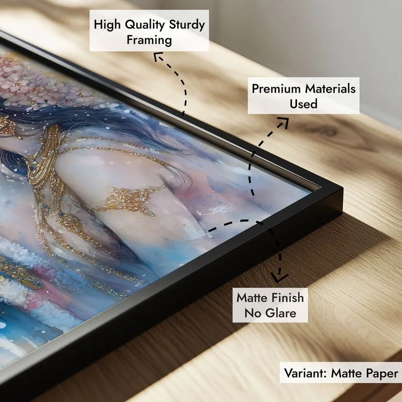 Radhe Gopala Spiritual Archival Paper Wall Painting With Frame - Black media 7