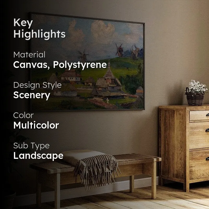 Oil Paint Landscape Wall Painting - Black Frame media 2