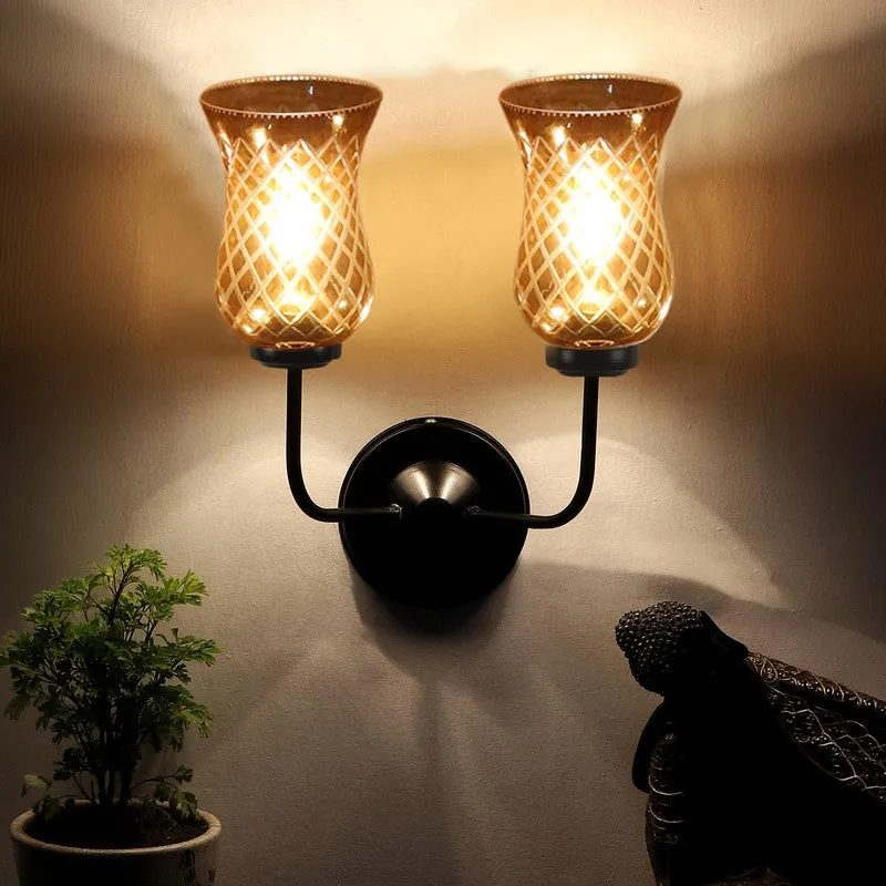 Honey Glow Dual Base Glass Wall Lamp media 4