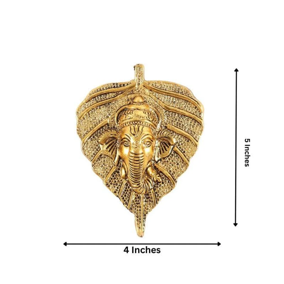 Gold Ganesha leaf wall decor shown against a white background