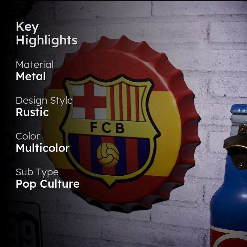 Fc Barcelona Bottle Cap Metal Wall Accent media 2