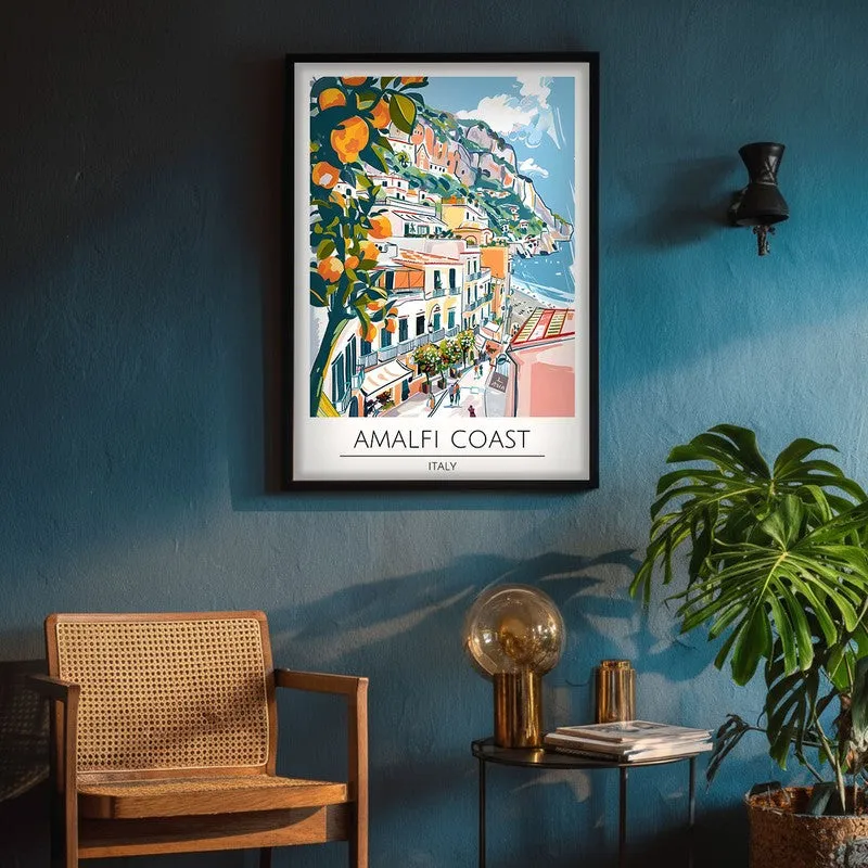 Vintage Amalfi Coast Framed Canvas Wall Painting media 4