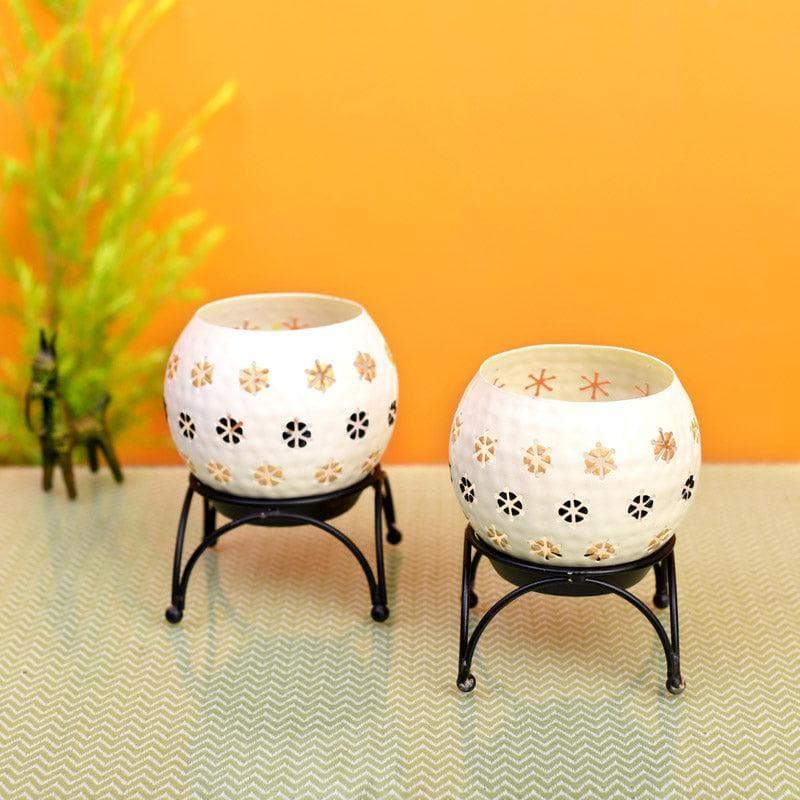 Nahusha Tealight Candle Holder (Cream) - Set Of Two media 3
