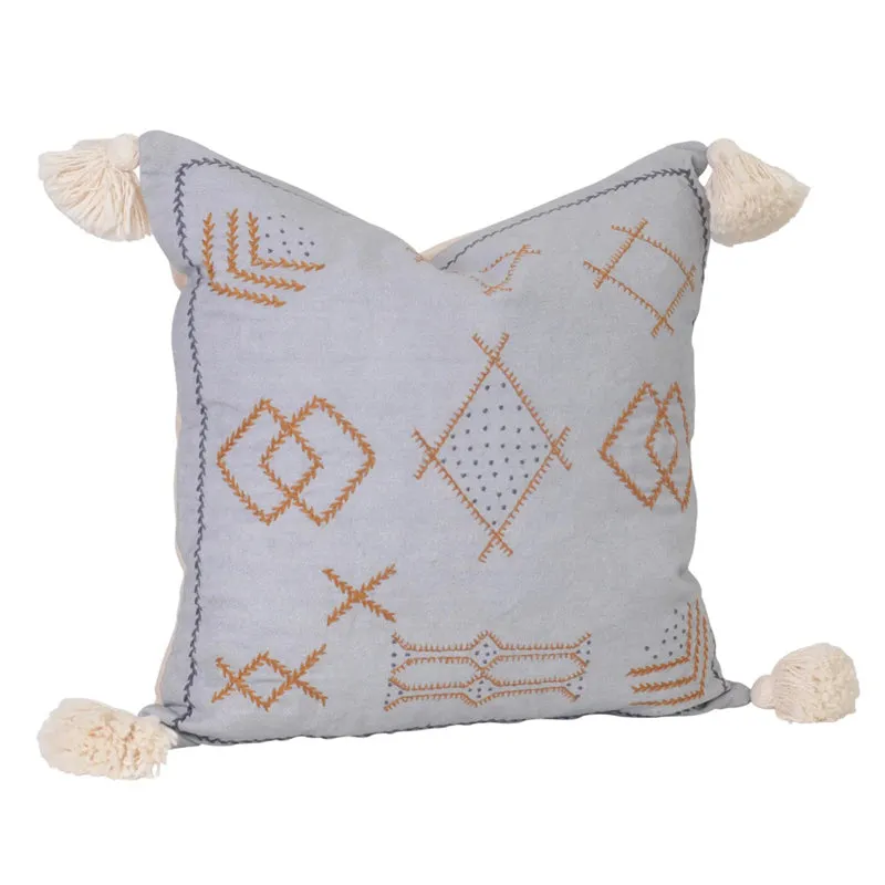 Tribal Glyph Embroidered Cushion Cover - Grey media 3