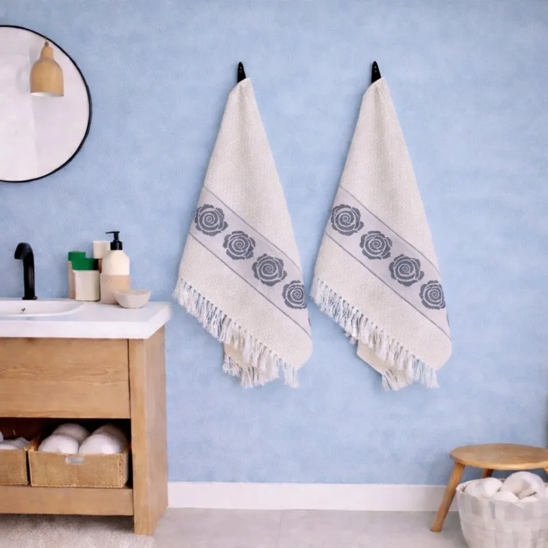 Rosette Cotton Hand Towel (Grey) - Set Of Four media 3