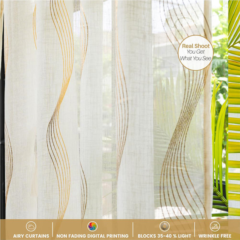 Urban Space Pampas Gold Foil Printed Curtain - Set Of Two media 4
