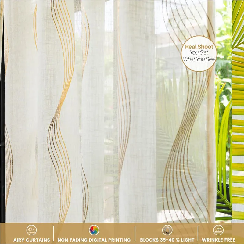 Urban Space Pampas Gold Foil Printed Curtain - Set Of Two media 4