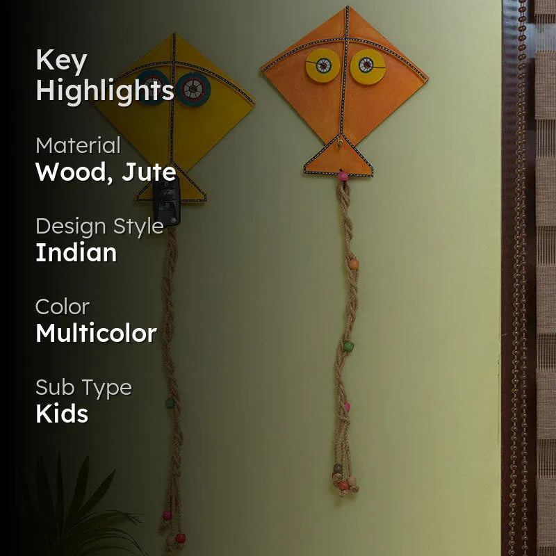 Vibrant Patang Wood & Jute Wall Accent - Set Of Two media 2