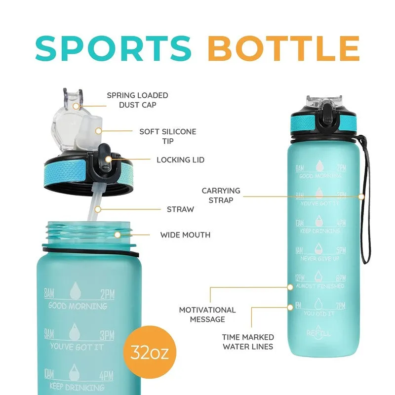 Solara Sportiq Plastic Water Bottle (1000 mL) - Green media 3