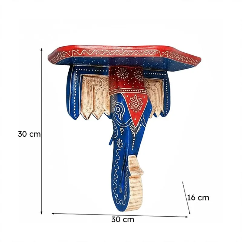 Gajendra Niksha Wall Shelf - Blue & Red media 6