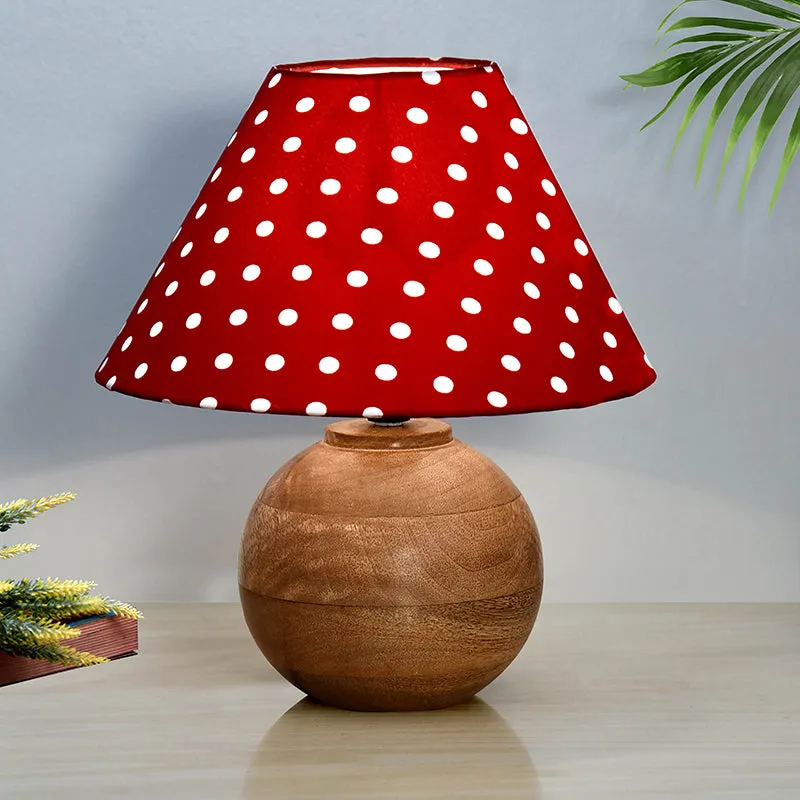 Polka Orb Fabric Table Lamp - Red,White,Brown media 1